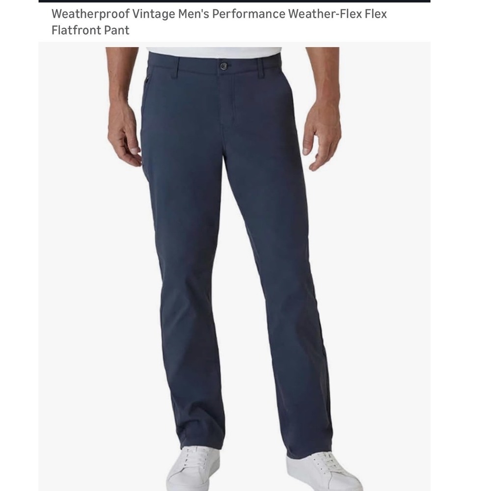 Weatherproof‎ Vintage Performance Weather Flex Flatfront Pants Navy Zip Pocket